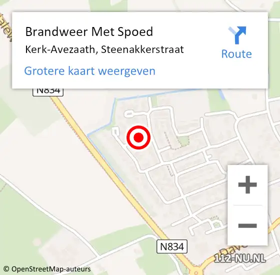 Locatie op kaart van de 112 melding: Brandweer Met Spoed Naar Kerk-Avezaath, Steenakkerstraat op 11 november 2021 02:24