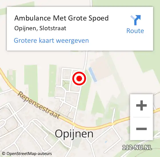 Locatie op kaart van de 112 melding: Ambulance Met Grote Spoed Naar Opijnen, Slotstraat op 11 november 2021 02:50