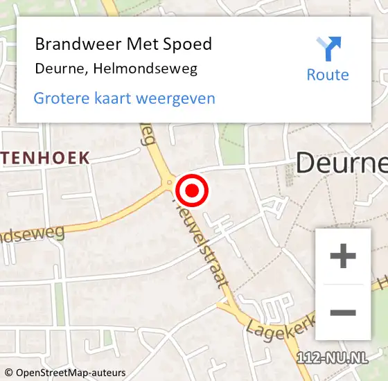 Locatie op kaart van de 112 melding: Brandweer Met Spoed Naar Deurne, Helmondseweg op 11 november 2021 03:10