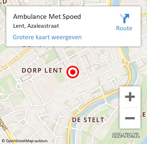 Locatie op kaart van de 112 melding: Ambulance Met Spoed Naar Lent, Azaleastraat op 11 november 2021 04:30