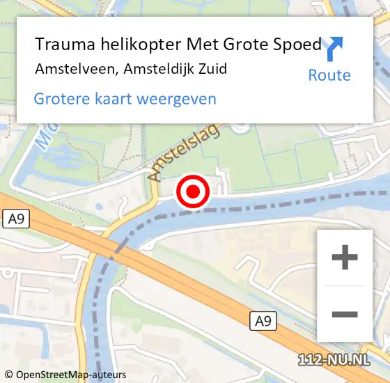 Locatie op kaart van de 112 melding: Trauma helikopter Met Grote Spoed Naar Amstelveen, Amsteldijk Zuid op 11 november 2021 05:19