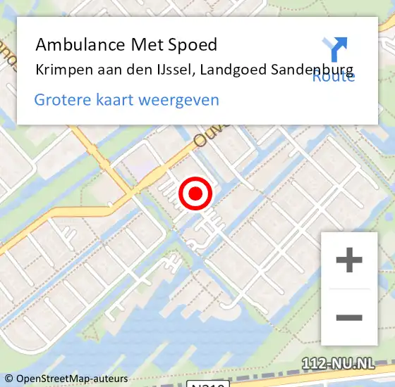 Locatie op kaart van de 112 melding: Ambulance Met Spoed Naar Krimpen aan den IJssel, Landgoed Sandenburg op 11 november 2021 06:06