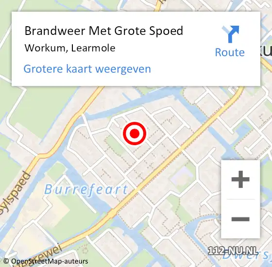 Locatie op kaart van de 112 melding: Brandweer Met Grote Spoed Naar Workum, Learmole op 11 november 2021 06:07