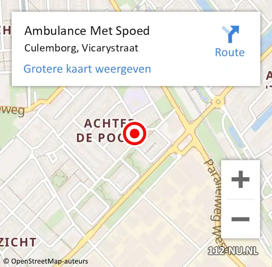 Locatie op kaart van de 112 melding: Ambulance Met Spoed Naar Culemborg, Vicarystraat op 11 november 2021 06:20