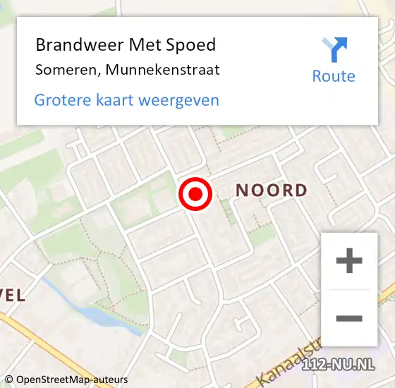 Locatie op kaart van de 112 melding: Brandweer Met Spoed Naar Someren, Munnekenstraat op 11 november 2021 06:21