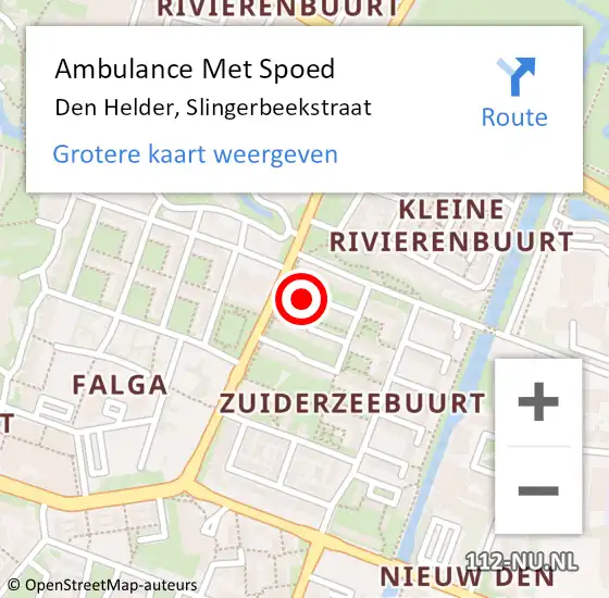 Locatie op kaart van de 112 melding: Ambulance Met Spoed Naar Den Helder, Slingerbeekstraat op 11 november 2021 06:45