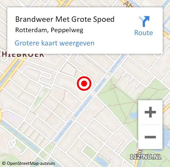 Locatie op kaart van de 112 melding: Brandweer Met Grote Spoed Naar Rotterdam, Peppelweg op 11 november 2021 06:58