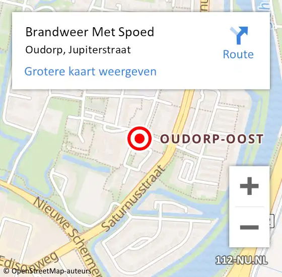 Locatie op kaart van de 112 melding: Brandweer Met Spoed Naar Oudorp, Jupiterstraat op 11 november 2021 07:02