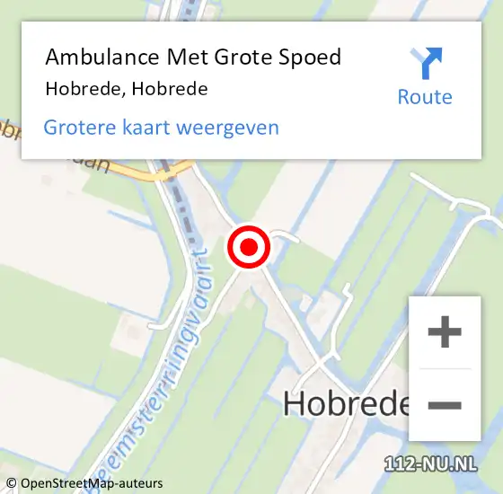 Locatie op kaart van de 112 melding: Ambulance Met Grote Spoed Naar Hobrede op 28 juni 2014 22:20