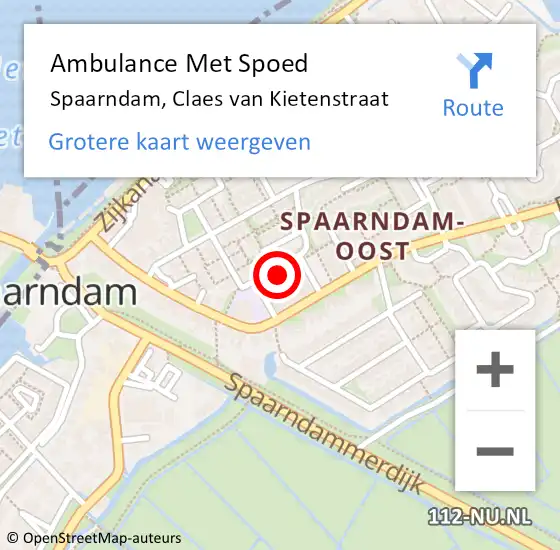 Locatie op kaart van de 112 melding: Ambulance Met Spoed Naar Spaarndam, Claes van Kietenstraat op 11 november 2021 09:21