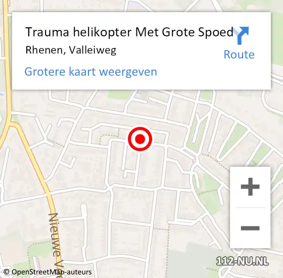 Locatie op kaart van de 112 melding: Trauma helikopter Met Grote Spoed Naar Rhenen, Valleiweg op 11 november 2021 09:44