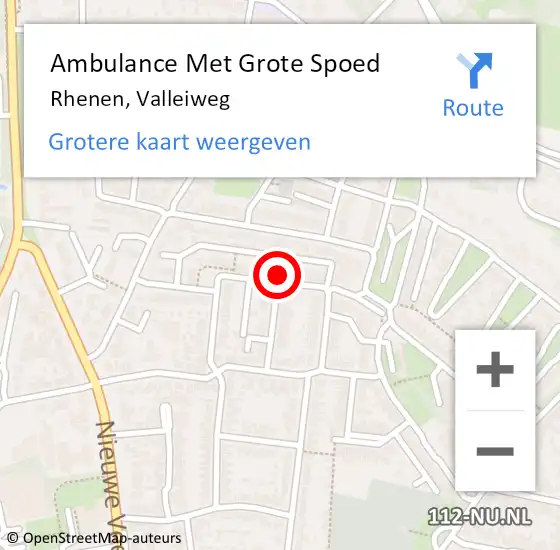 Locatie op kaart van de 112 melding: Ambulance Met Grote Spoed Naar Rhenen, Valleiweg op 11 november 2021 09:45