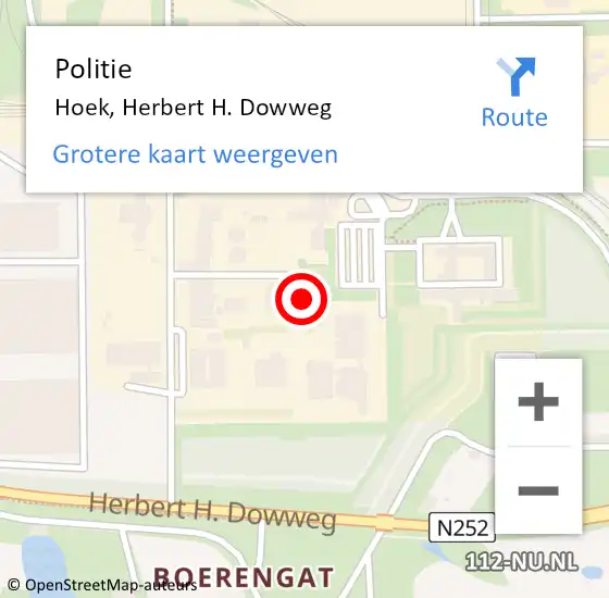 Locatie op kaart van de 112 melding: Politie Hoek, Herbert H. Dowweg op 11 november 2021 10:07