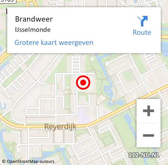 Locatie op kaart van de 112 melding: Brandweer IJsselmonde op 11 november 2021 10:33