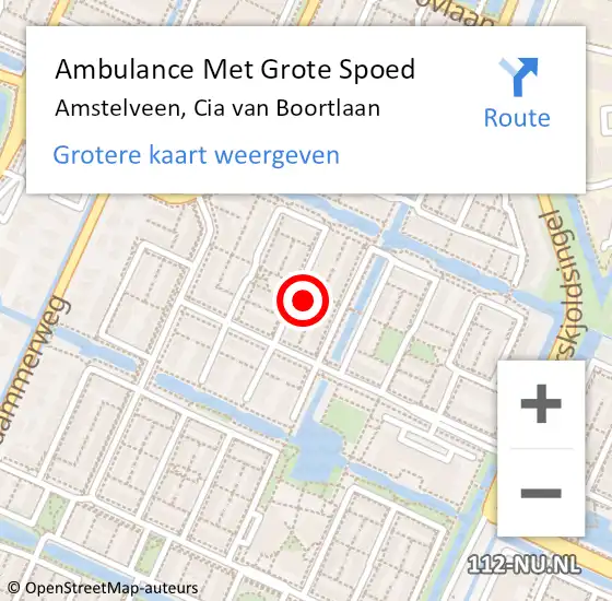 Locatie op kaart van de 112 melding: Ambulance Met Grote Spoed Naar Amstelveen, Cia van Boortlaan op 11 november 2021 10:37