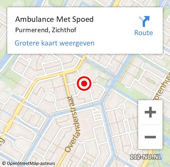 Locatie op kaart van de 112 melding: Ambulance Met Spoed Naar Purmerend, Zichthof op 11 november 2021 10:42