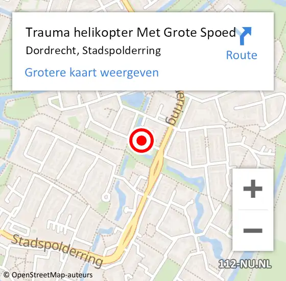 Locatie op kaart van de 112 melding: Trauma helikopter Met Grote Spoed Naar Dordrecht, Stadspolderring op 11 november 2021 10:44