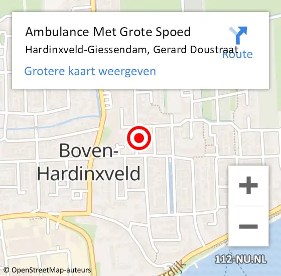 Locatie op kaart van de 112 melding: Ambulance Met Grote Spoed Naar Hardinxveld-Giessendam, Gerard Doustraat op 11 november 2021 10:50