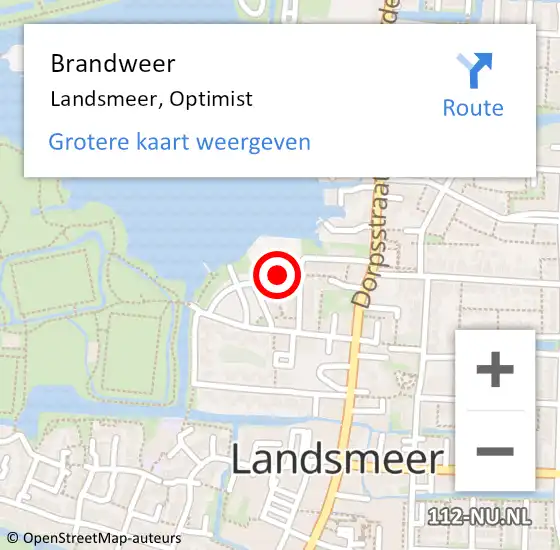 Locatie op kaart van de 112 melding: Brandweer Landsmeer, Optimist op 11 november 2021 10:57