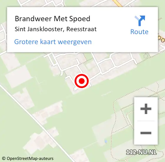 Locatie op kaart van de 112 melding: Brandweer Met Spoed Naar Sint Jansklooster, Reesstraat op 11 november 2021 11:01
