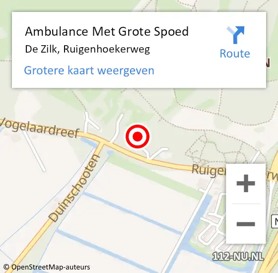 Locatie op kaart van de 112 melding: Ambulance Met Grote Spoed Naar De Zilk, Ruigenhoekerweg op 11 november 2021 11:09