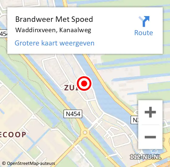 Locatie op kaart van de 112 melding: Brandweer Met Spoed Naar Waddinxveen, Kanaalweg op 28 juni 2014 22:51