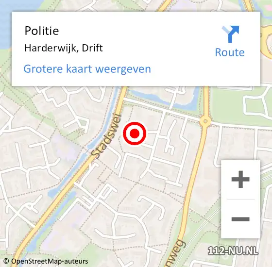 Locatie op kaart van de 112 melding: Politie Harderwijk, Drift op 11 november 2021 11:32