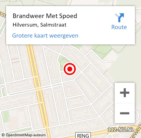 Locatie op kaart van de 112 melding: Brandweer Met Spoed Naar Hilversum, Salmstraat op 11 november 2021 11:37