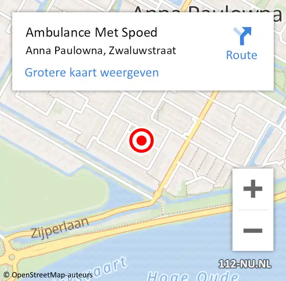 Locatie op kaart van de 112 melding: Ambulance Met Spoed Naar Anna Paulowna, Zwaluwstraat op 11 november 2021 11:56