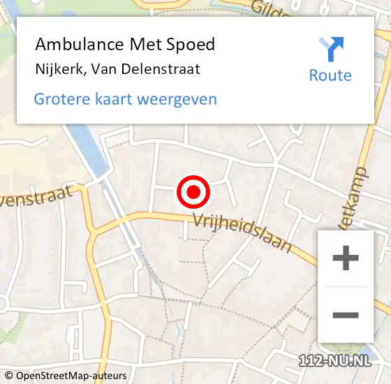 Locatie op kaart van de 112 melding: Ambulance Met Spoed Naar Nijkerk, Van Delenstraat op 11 november 2021 11:59