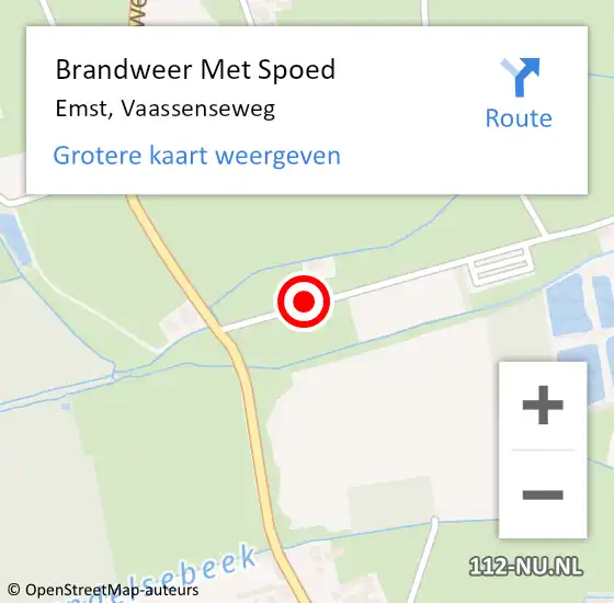 Locatie op kaart van de 112 melding: Brandweer Met Spoed Naar Emst, Vaassenseweg op 11 november 2021 12:00