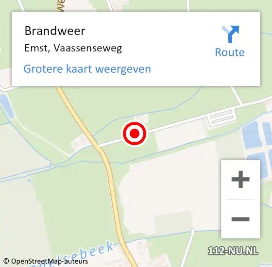 Locatie op kaart van de 112 melding: Brandweer Emst, Vaassenseweg op 11 november 2021 12:02