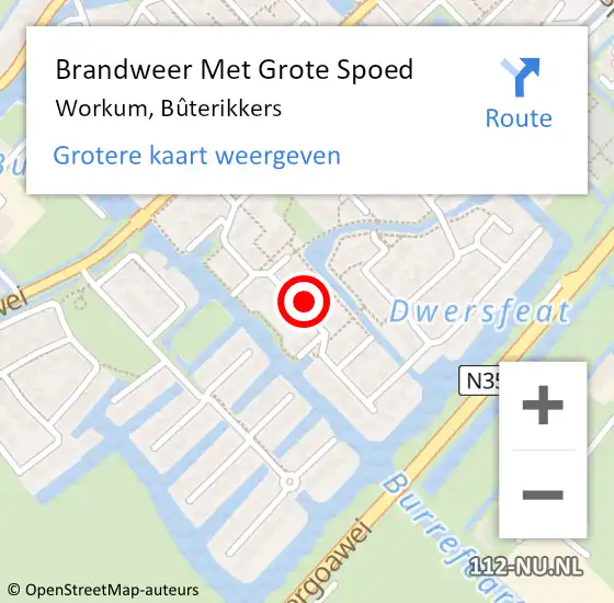 Locatie op kaart van de 112 melding: Brandweer Met Grote Spoed Naar Workum, Bûterikkers op 11 november 2021 12:09