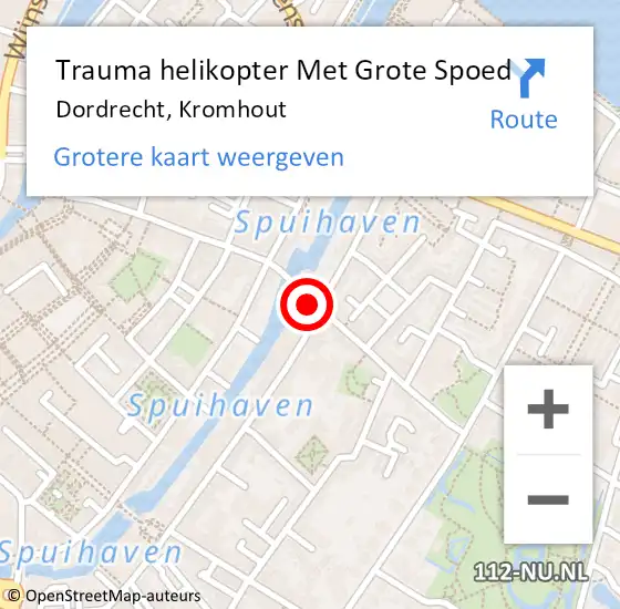 Locatie op kaart van de 112 melding: Trauma helikopter Met Grote Spoed Naar Dordrecht, Kromhout op 11 november 2021 12:17