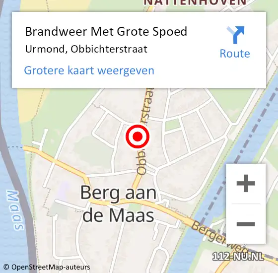 Locatie op kaart van de 112 melding: Brandweer Met Grote Spoed Naar Urmond, Obbichterstraat op 11 november 2021 12:47