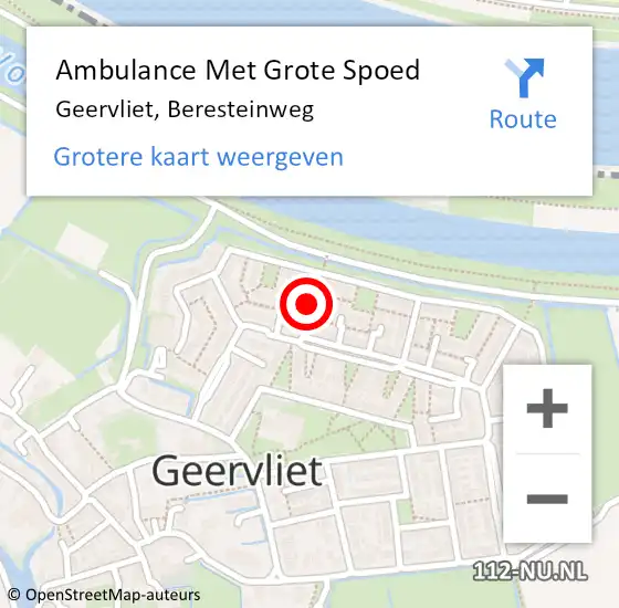 Locatie op kaart van de 112 melding: Ambulance Met Grote Spoed Naar Geervliet, Beresteinweg op 11 november 2021 12:50