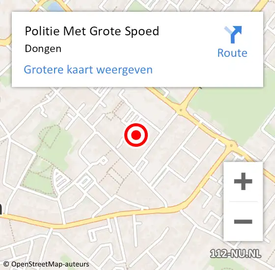 Locatie op kaart van de 112 melding: Politie Met Grote Spoed Naar Dongen op 11 november 2021 13:07