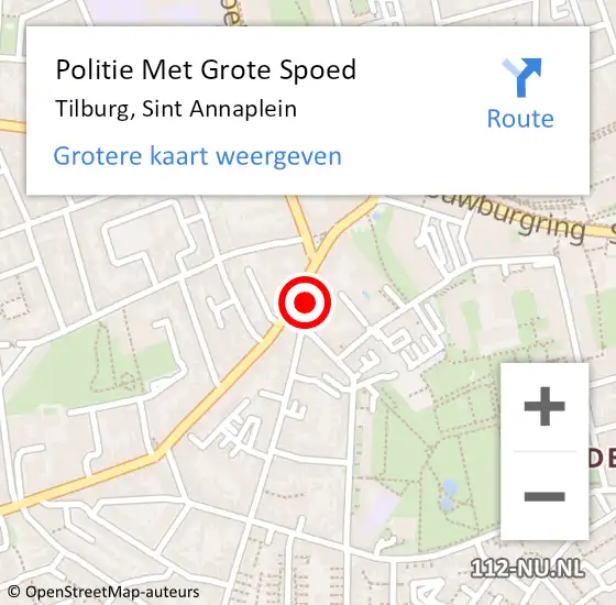 Locatie op kaart van de 112 melding: Politie Met Grote Spoed Naar Tilburg, Sint Annaplein op 11 november 2021 13:12