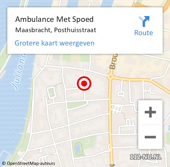 Locatie op kaart van de 112 melding: Ambulance Met Spoed Naar Maasbracht, Posthuisstraat op 11 november 2021 13:21