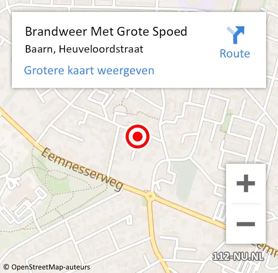 Locatie op kaart van de 112 melding: Brandweer Met Grote Spoed Naar Baarn, Heuveloordstraat op 11 november 2021 13:44