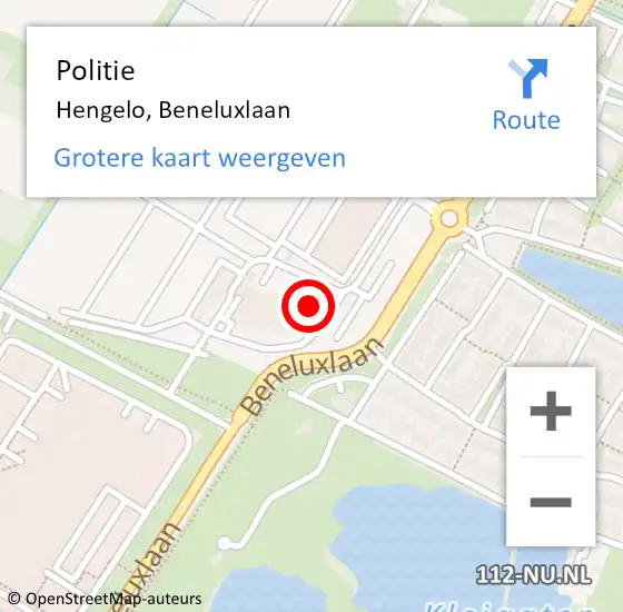 Locatie op kaart van de 112 melding: Politie Hengelo, Beneluxlaan op 11 november 2021 13:47