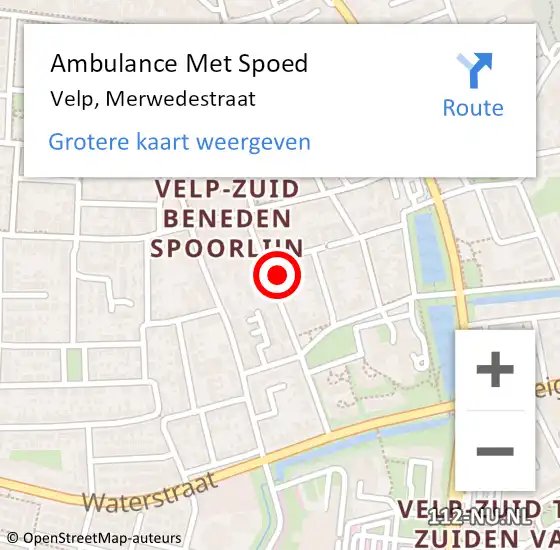 Locatie op kaart van de 112 melding: Ambulance Met Spoed Naar Velp, Merwedestraat op 11 november 2021 13:50