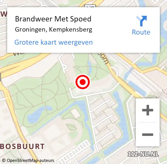 Locatie op kaart van de 112 melding: Brandweer Met Spoed Naar Groningen, Kempkensberg op 11 november 2021 13:55