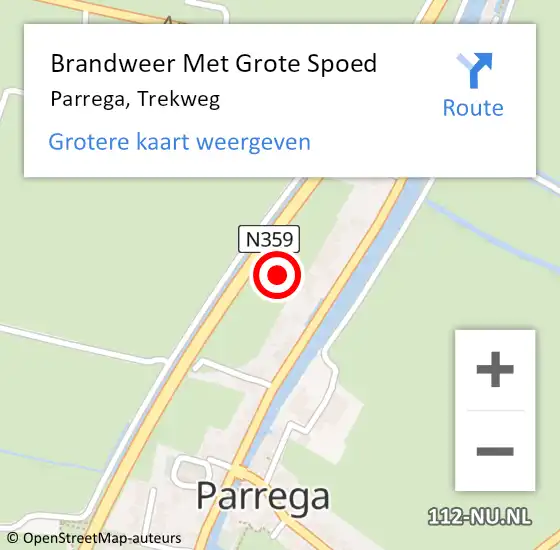 Locatie op kaart van de 112 melding: Brandweer Met Grote Spoed Naar Parrega, Trekweg op 11 november 2021 14:07