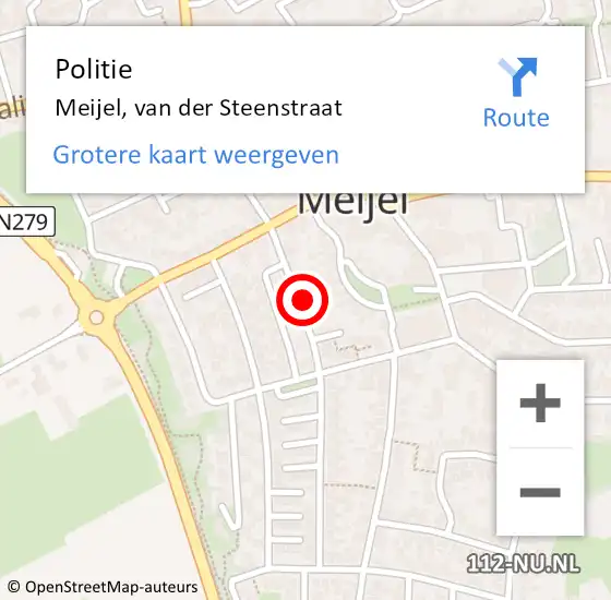 Locatie op kaart van de 112 melding: Politie Meijel, van der Steenstraat op 11 november 2021 14:31