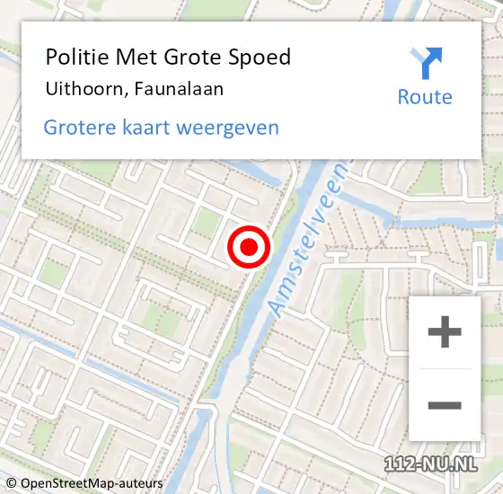 Locatie op kaart van de 112 melding: Politie Met Grote Spoed Naar Uithoorn, Faunalaan op 11 november 2021 14:33