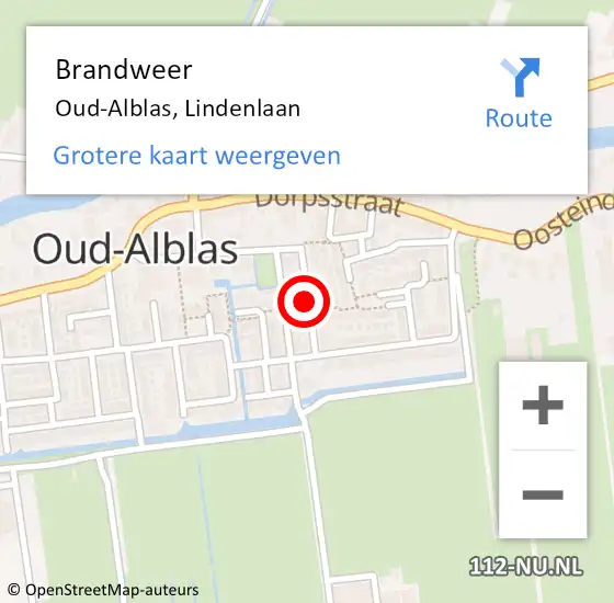 Locatie op kaart van de 112 melding: Brandweer Oud-Alblas, Lindenlaan op 11 november 2021 14:46