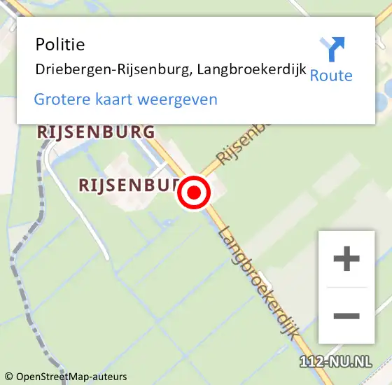 Locatie op kaart van de 112 melding: Politie Driebergen-Rijsenburg, Langbroekerdijk op 11 november 2021 14:55