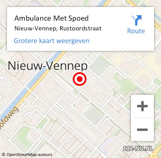 Locatie op kaart van de 112 melding: Ambulance Met Spoed Naar Nieuw-Vennep, Rustoordstraat op 11 november 2021 15:08