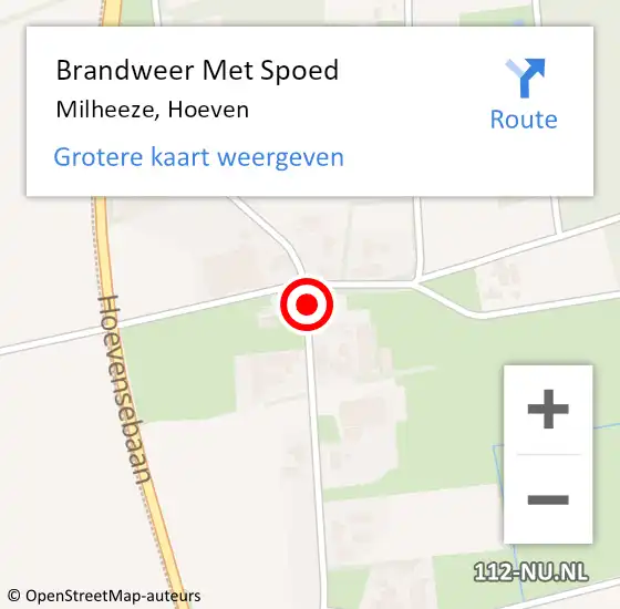 Locatie op kaart van de 112 melding: Brandweer Met Spoed Naar Milheeze, Hoeven op 11 november 2021 15:09